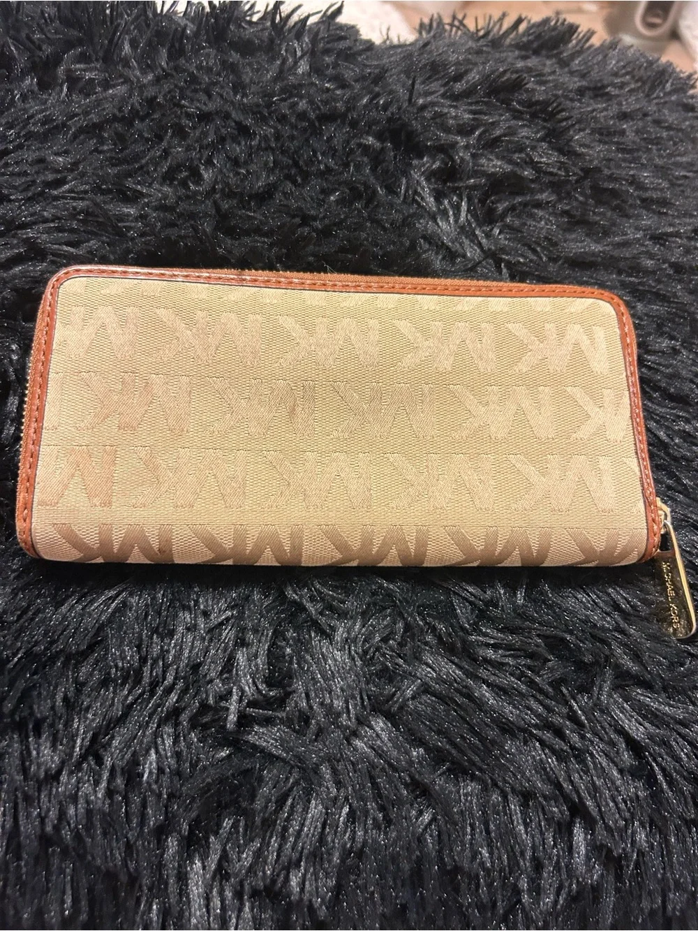 Michael Kors Jet Set Logo Jacquard Zip Around Continental Wallet | Vanilla Acorn